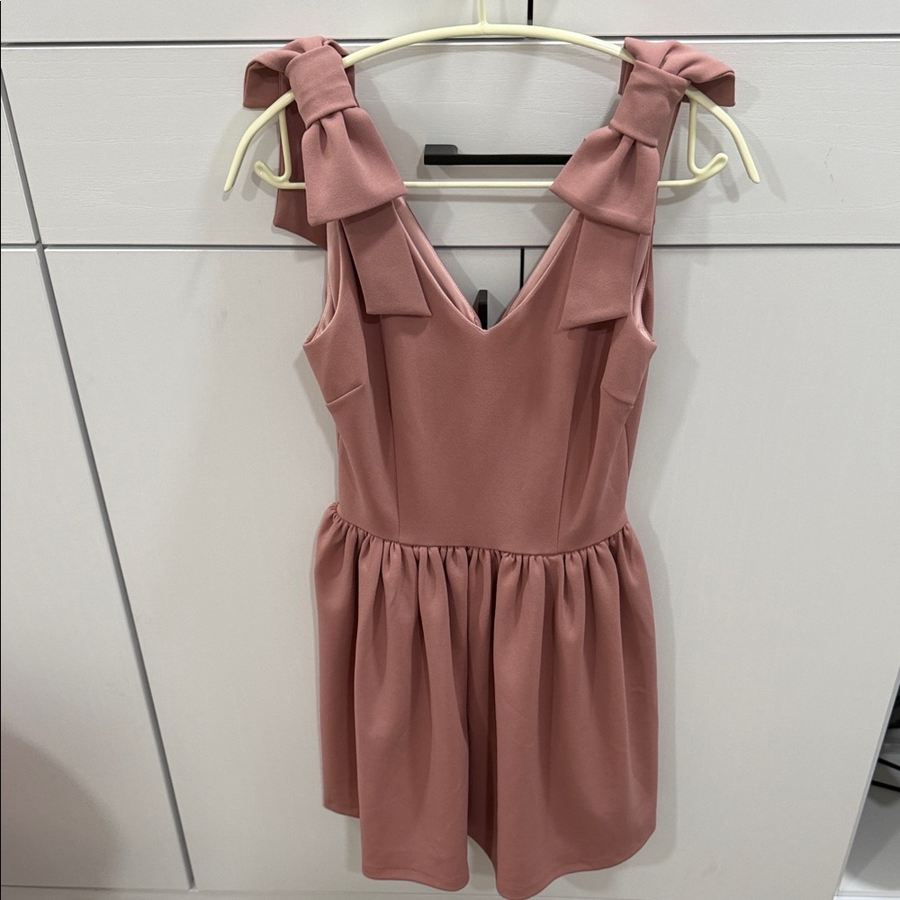 Pink Sleeveless Dress with Bow Straps